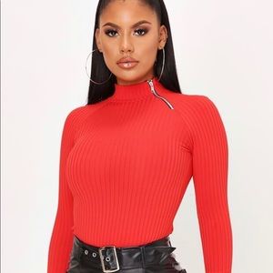 Red Rip High Neck Half Zip Top 💥💥